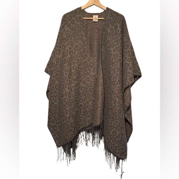 Woolrich Sweaters - Woolrich Gray,Tan and Brown Animal print Poncho